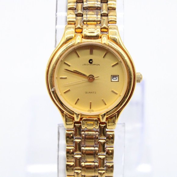 J.B Champion Watch Womens Gold Tone Stainless Steel Classic Gold Dial Bracelet - Picture 3 of 8